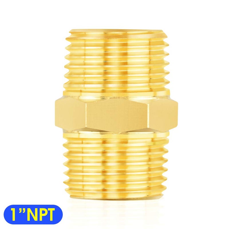 TAILONZ PNEUMATIC 1" NPT Male Pipe Hex Nipple, Brass Pipe Fittingï¼ˆ2Pcsï¼‰ - Image 2